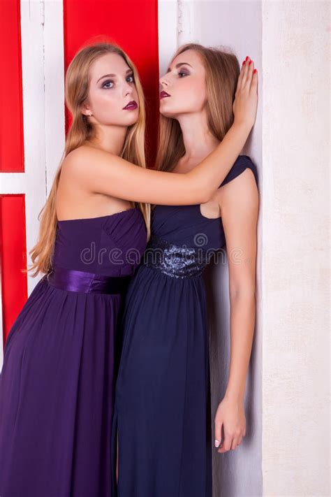 Hot Lesbians Couple In Vintage Interior Stock Image