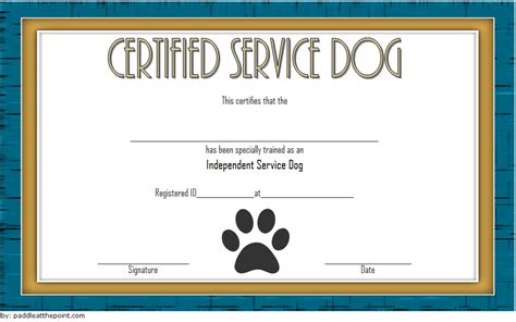 service dog certificate template  templates  templates