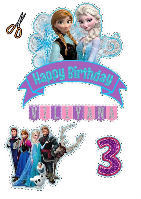 frozen cake topper digital  printed banderin de frozen etsy