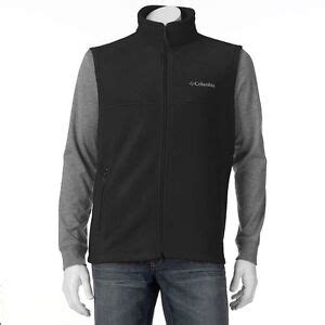 columbia black fleece vest zip front size  mens ebay