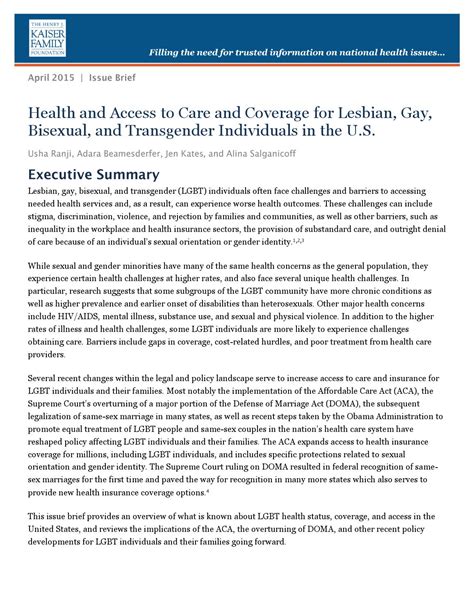 health and access to care and coverage for lgbt individuals in the u s by sage issuu