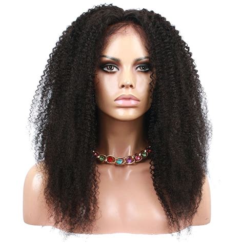 Natural Color Afro Kinky Curly Full Lace Human Hair Wig Brazilian