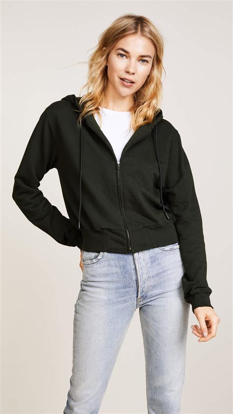 cotton citizen  milan cropped zip  hoodie  black lyst