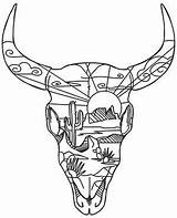 Skull Bull Steer Longhorn Botas Urbanthreads Desierto Trace Mystical sketch template