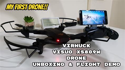 virhuck visuo xsw folding fpv p hd camera drone flight test review youtube