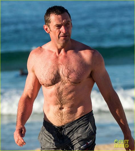 hugh jackman goes shirtless bares ripped body at the beach photo