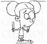 Dropping Popsicle Cartoon Girl Outline Toonaday Lineart sketch template