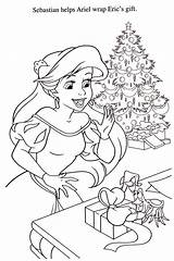 Ariel Kleurplaat Kerstfeest Coloringdisney Kleurplaten Pakken Kerstkadootjes Sebastiaan Stampare sketch template