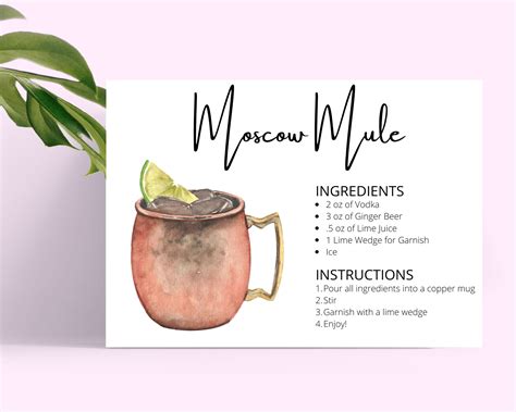 moscow mule digital  cocktail recipe card moscow mule moscow