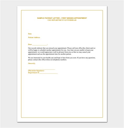 patient missed appointment letter template resume letter