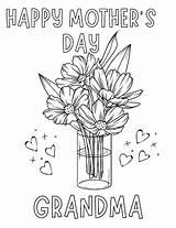 Grandma Mothers Coloring Pages Flowers Mother Happy Pdf sketch template
