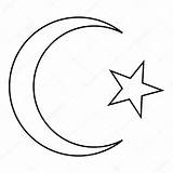 Crescent Star Coloring Muslim Sheet Template sketch template