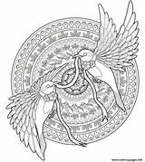 Animal Adult Coloring Mandala Pages Birds Printable sketch template