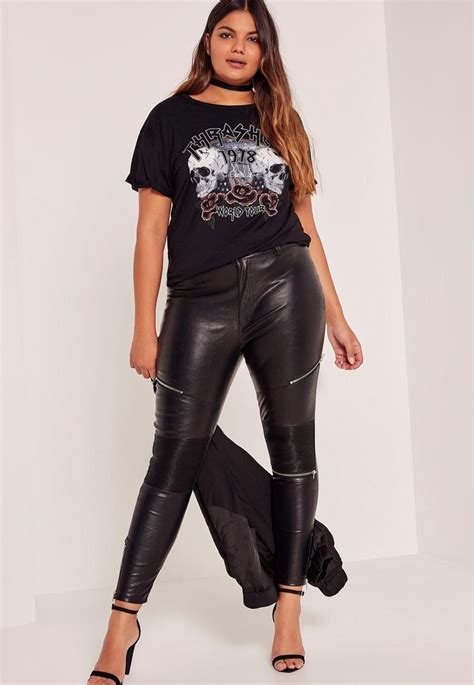 Missguided Plus Size Black Premium Faux Leather Trousers Leather