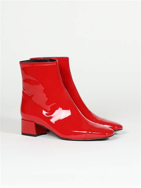 estime red patent leather ankle boots carel paris shoes