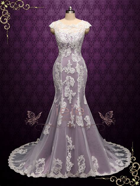 purple mermaid lace wedding dress july ieie