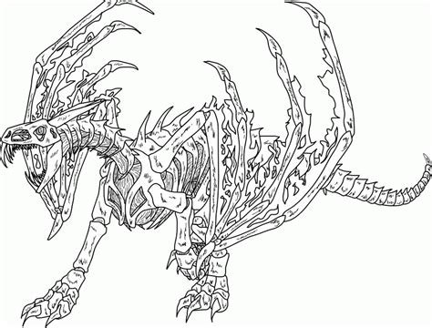skeleton dragon coloring pages   skeleton dragon