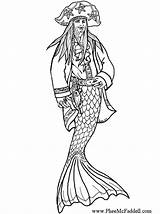 Merman Coloring Pirate Pages Sexy Women Template Mermaid sketch template