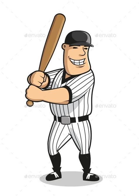 cartoon professional baseball player character with bat