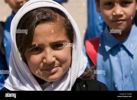 Afghan Girl Attending A Mixed Sex School In Kabul Afghanistan Stock