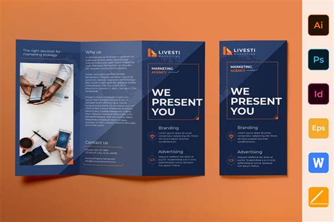 marketing agency brochure trifold brochure templates creative market