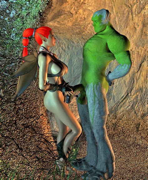hot elf babe forced to suck green orc cock at 3devilmonsters
