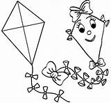 Coloring Kites Simple Kite Boys Happy Girls Pages Children sketch template