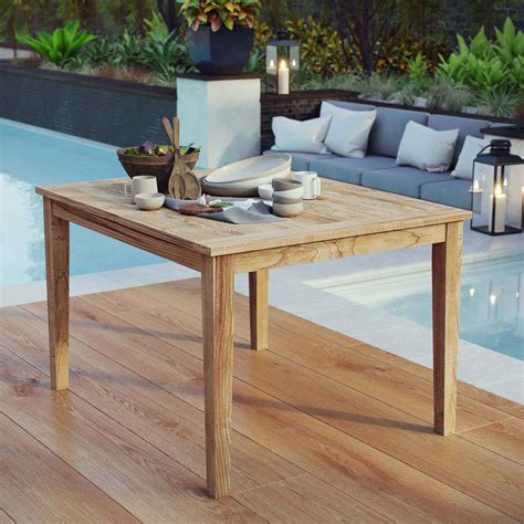 modterior outdoor dining tables marina outdoor patio teak dining table  natural