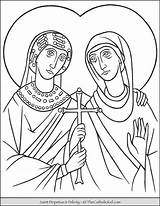 Perpetua Felicity Saints Thecatholickid Sts Catholic sketch template