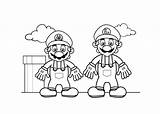 Mario Coloring Luigi Pages Cartoon sketch template