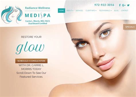 radiance wellness medi spa website designed