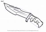 Knife Huntsman Draw Drawing Bowie Strike Counter Step Template Coloring Drawings Sketch Tutorials Drawingtutorials101 Tutorial sketch template