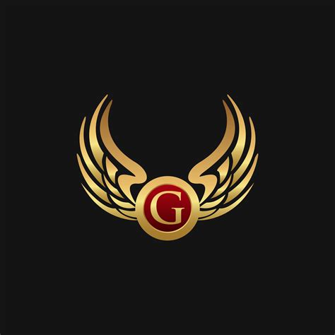 luxury letter  emblem wings logo design concept template  vector