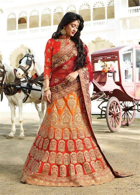 naira lehenga red orange bridal wear lehenga choli   bride   designer lehenga