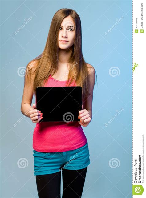 Teen Cutie With Tablet For Copy Space Royalty Free Stock