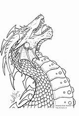 Dragon Coloring Pages Dragons Line Drawing Drawings Head Adults Color Adult Print Fantasy Deviantart Printable Kids Fairy Sketch Cute Sheets sketch template