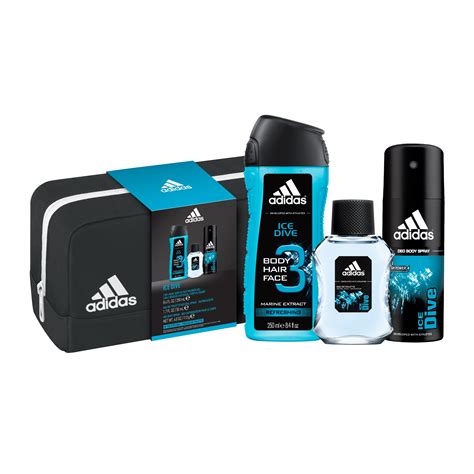 adidas ice dive body wash body spray cologne spray travel bag pc gift set  men