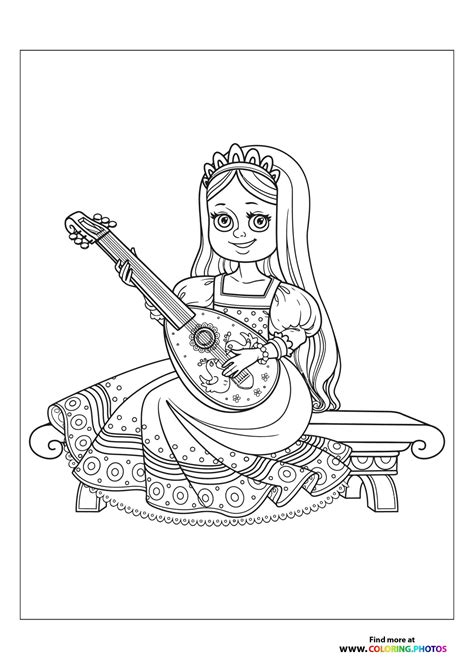 princess playing guitar coloring pages  kids
