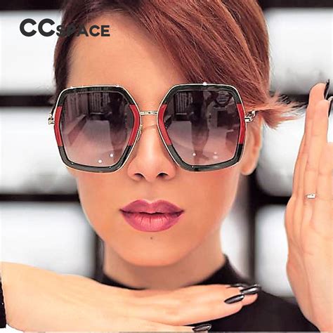 Ccspace 6 Colors Big Frame Shiny Sunglasses For Women
