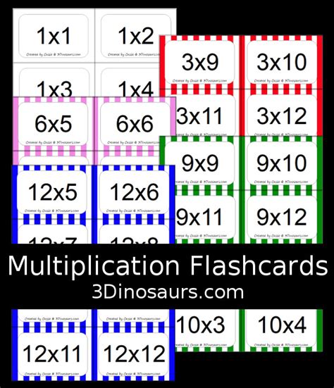 printable multiplication flashcards  dinosaurs