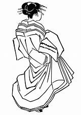 Japanese Woman Coloring Pages Large Edupics sketch template