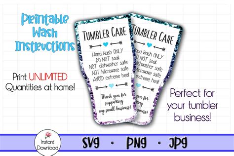 printable tumbler care instructions printable form templates