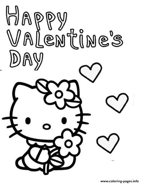 kitty hearts valentines coloring page printable