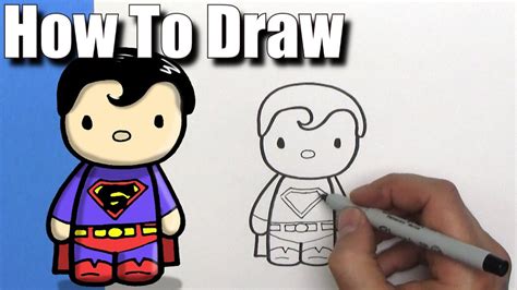 how to draw a cute cartoon superman easy chibi step by