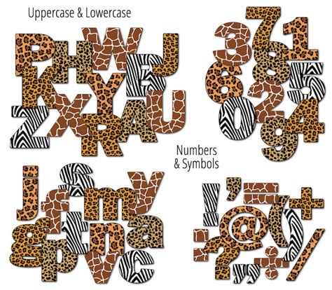digital alphabet letters clipart animal print zoo etsy