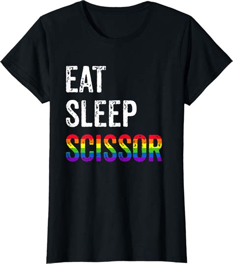 Womens Eat Sleep Scissor Funny Lgbt Pride Lesbian Ts T