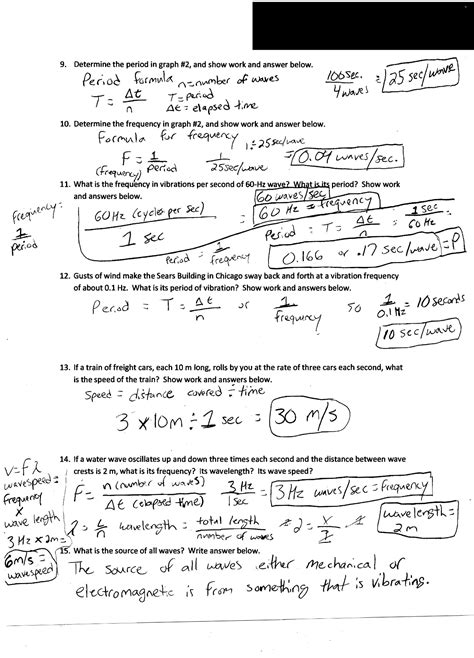 wave speed equation practice problems worksheet answers equations