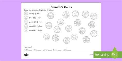canadian money colouring page twinkl   resources