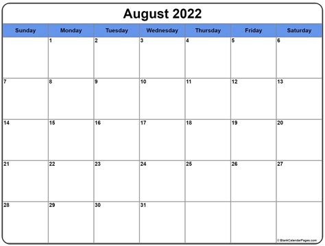 printable monthly calendar august  printable world holiday
