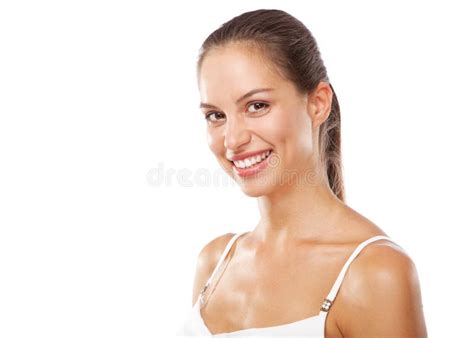 beautiful young woman  white clothing stock image image  person happiness
